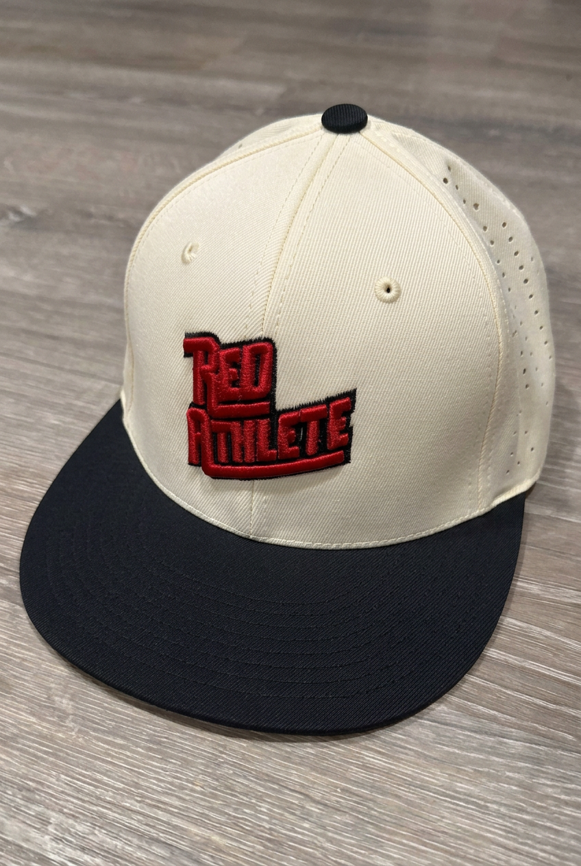 Red Athlete Cream/Black Performance Flexfit-Red/Black Logo