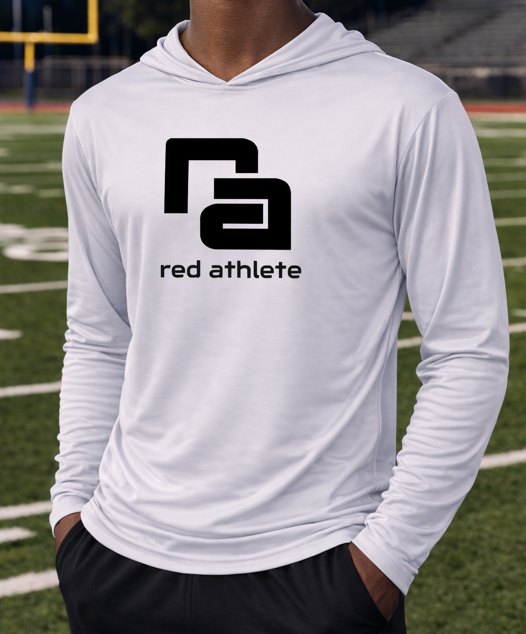 Red Athlete T Shirt Hoodie - Silver