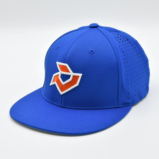 DeMarini Royal Blue Performance Flexfit - Orange/White Logo
