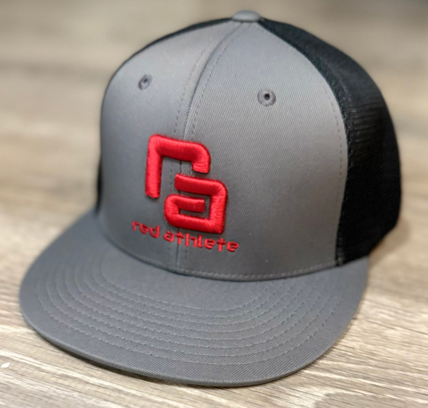 Red Athlete Charcoal/Black Flexfit Trucker