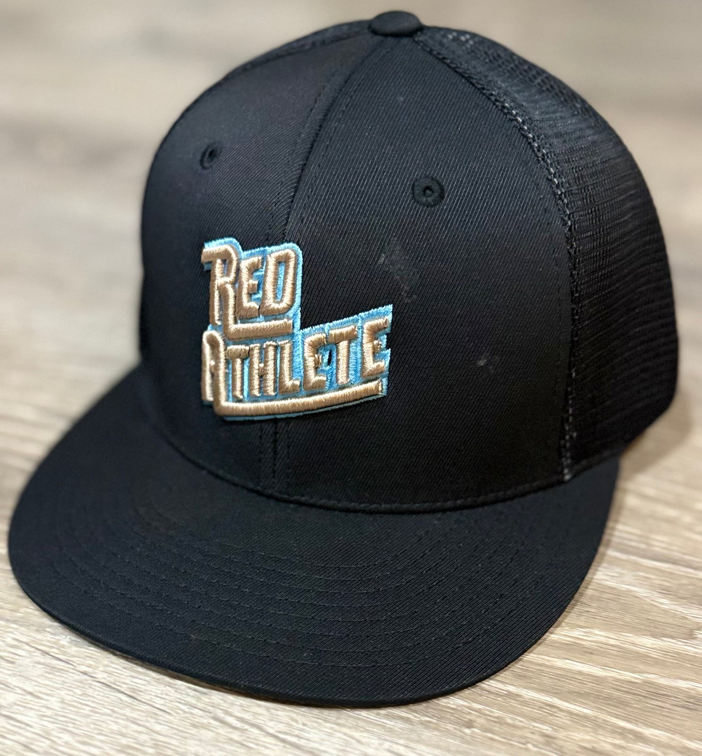 Red Athlete Solid Black Flexfit Trucker