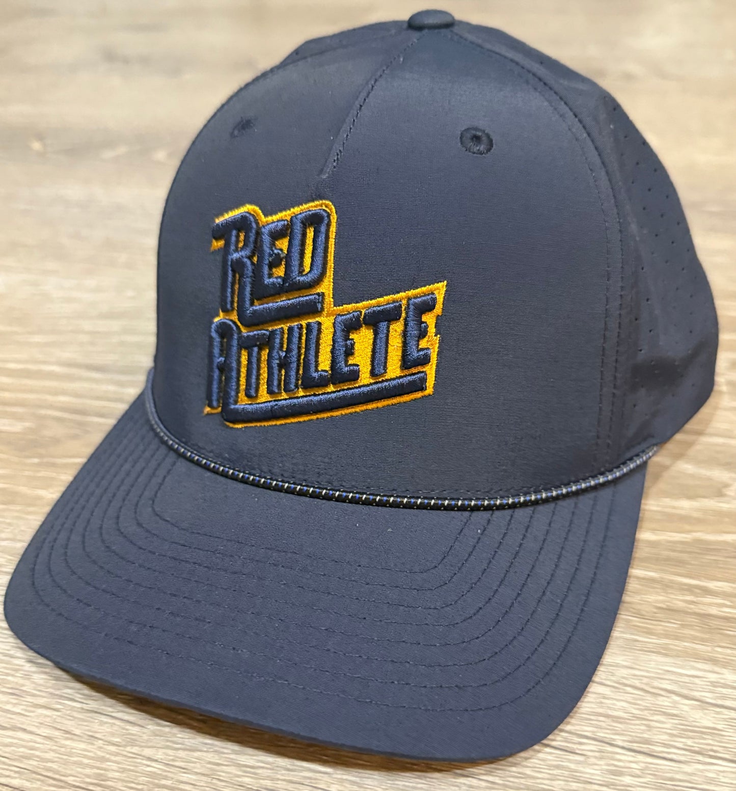 Red Athlete Perforated Snapback Rope Hat - Navy