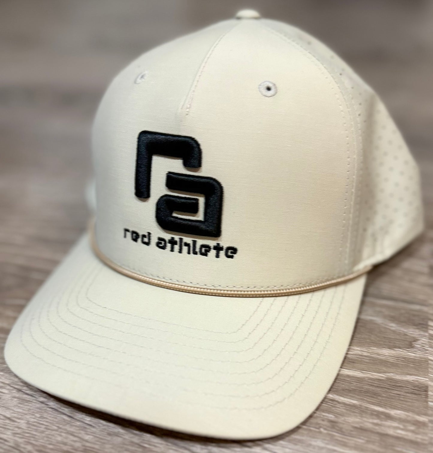 Red Athlete Perforated Snapback Rope Hat - White