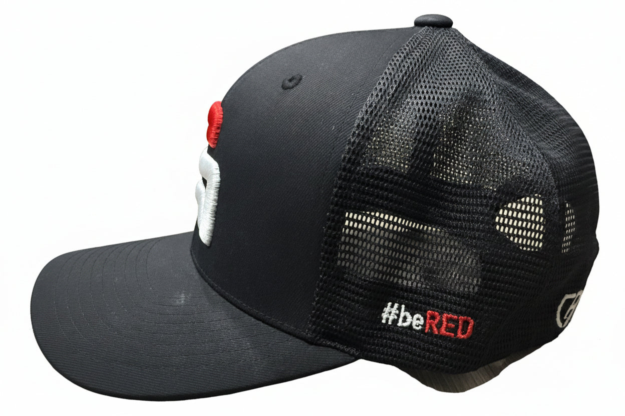 Red Athlete Black Flexfit 110 Snapback Trucker - Red RA