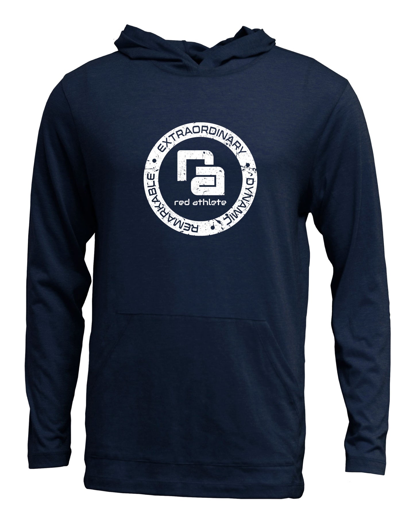 Red Athlete T Shirt Hoodie - Navy Blue