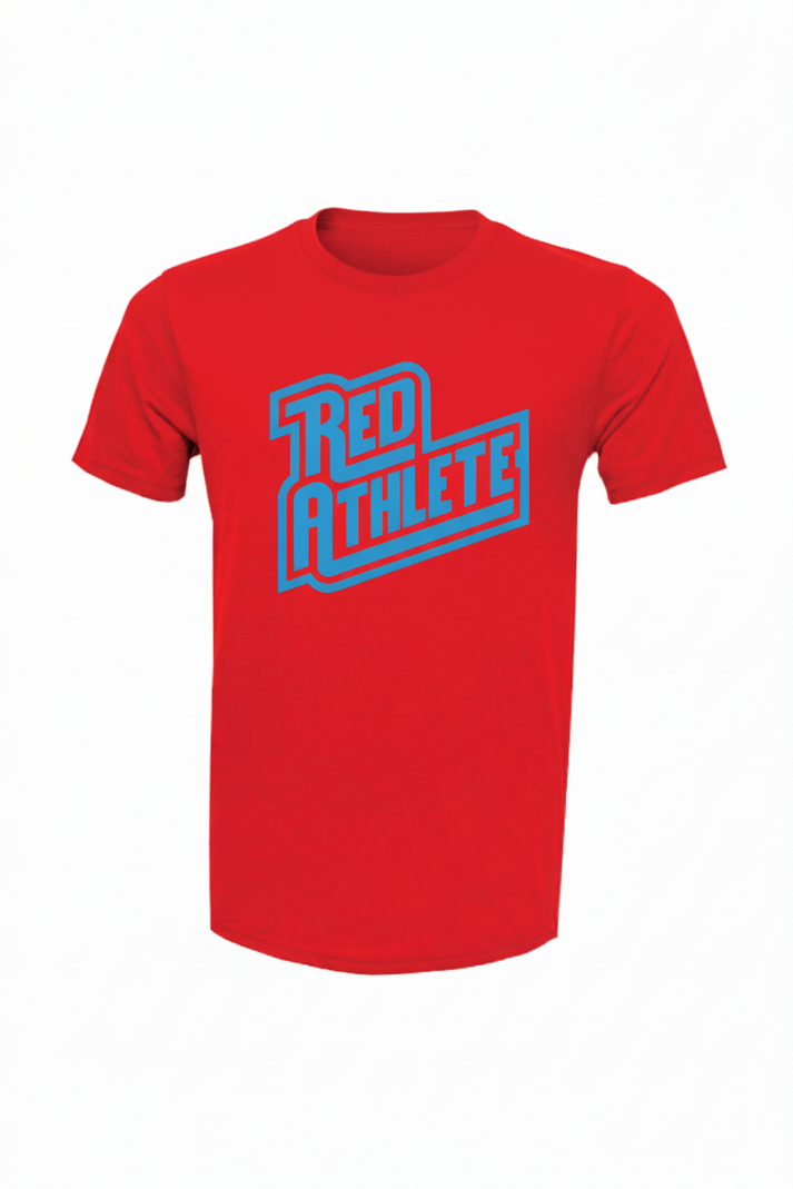 Red Athlete Red Soft Flex T-Shirt - Lt Blue logo