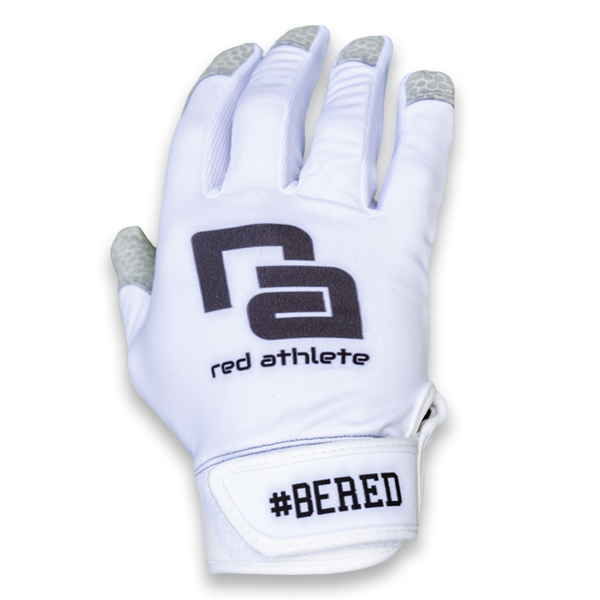 Red Athlete Batting Gloves - White