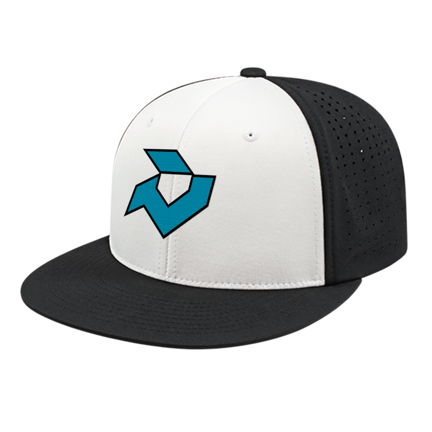 Demarini White/Black Performance Flexfit - Teal/Black Outline Logo