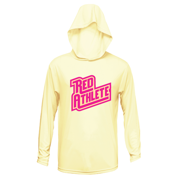 Red Athlete T Shirt Hoodie - Light Yellow