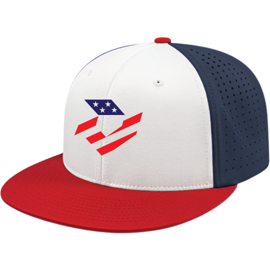 DeMarini Stars & Stripes White/Red/Navy Blue Performance Flexfit