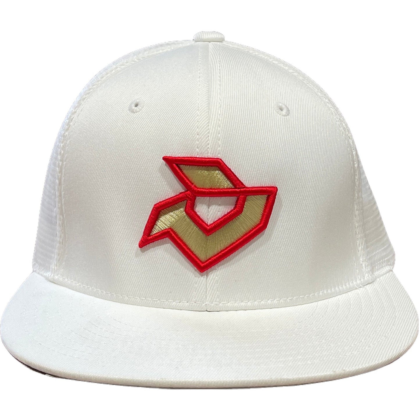 DeMarini White Performance Flexfit Trucker - Vegas Gold / Red