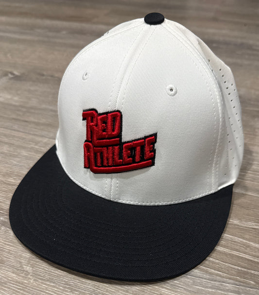 Red Athlete White/Black Performance Flexfit-Red/Black Logo