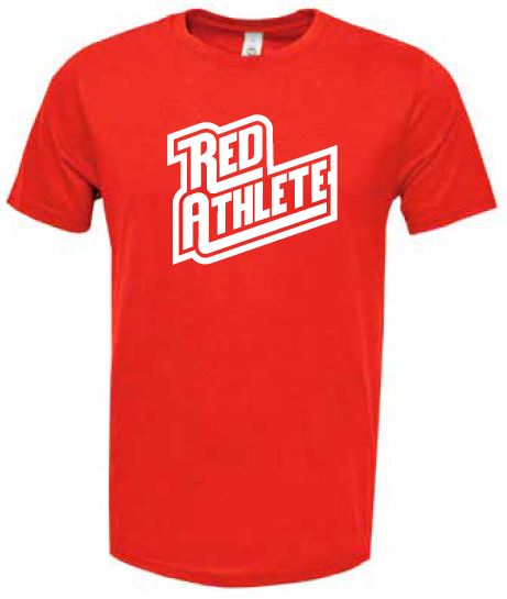 Red Athlete White Soft T-Shirt - Red
