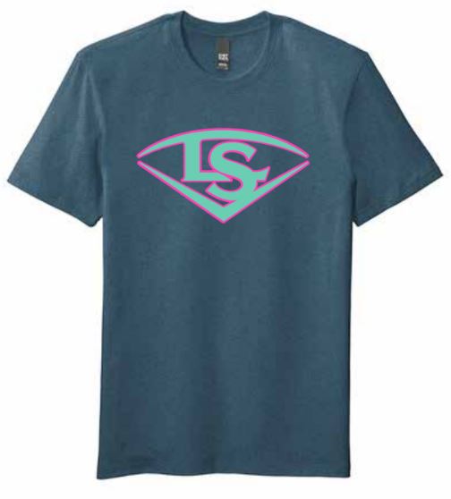 Louisville Slugger Heather Navy Flex T Shirt - Teal/Neon Pink