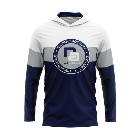 Red Athlete Lightweight Hoodie - Navy/Silver/White