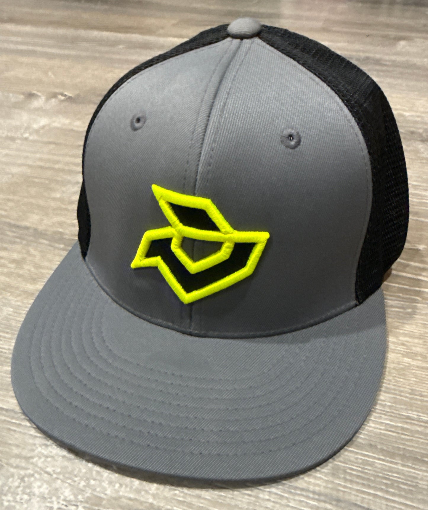 Demarini Graphite/Black Performance Flexfit Trucker - Black/Optic Yellow Logo