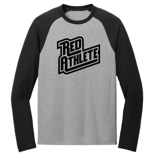 Red Athlete Tri-Blend Long Sleeve Colorblock Raglan