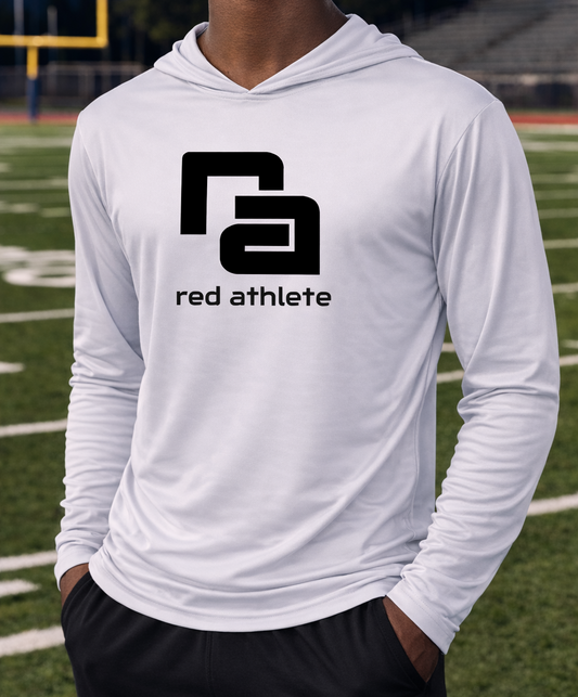 Red Athlete T Shirt Hoodie - Silver