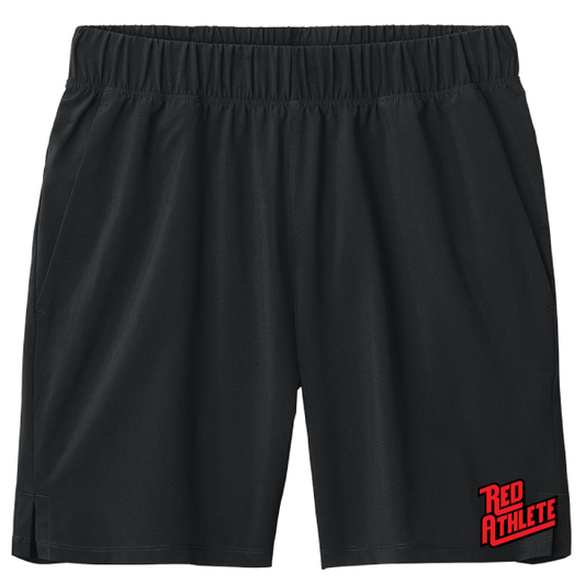 Red Athlete Mens Shorts - Black