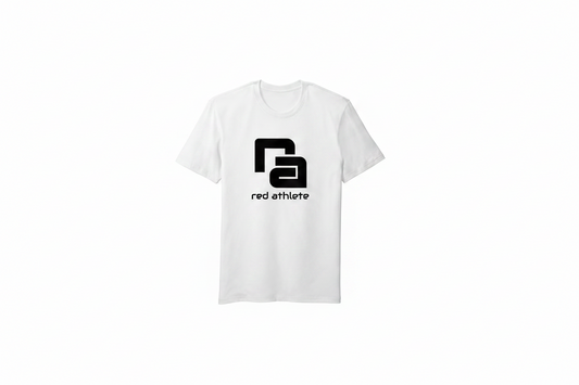 Red Athlete White Flex T Shirt - Black Logo