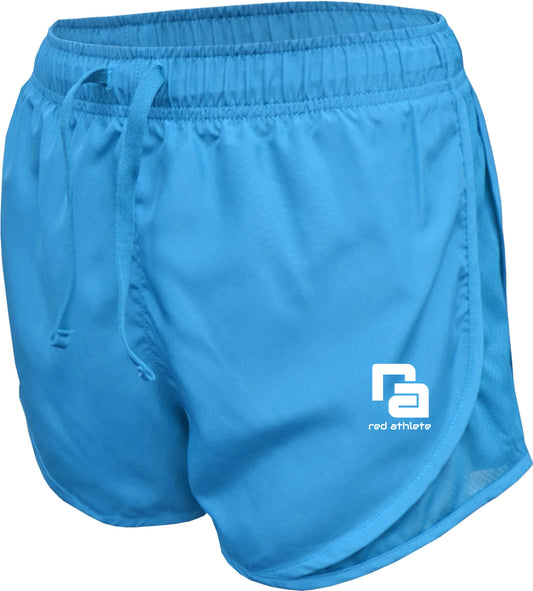 Red Athlete Womens Workout Shorts - Columbia Blue