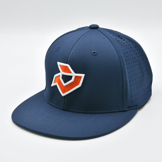 DeMarini Navy Blue Performance Flexfit - Orange/White Logo