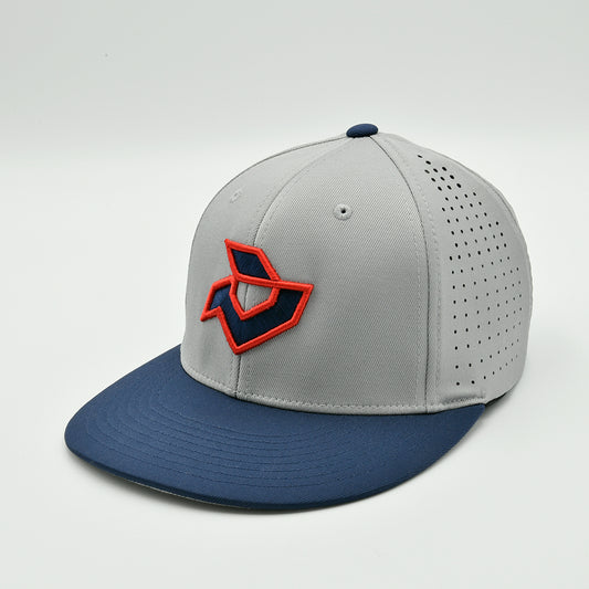 Demarini Silver/Navy Blue Performance Flexfit - Navy/Red Logo