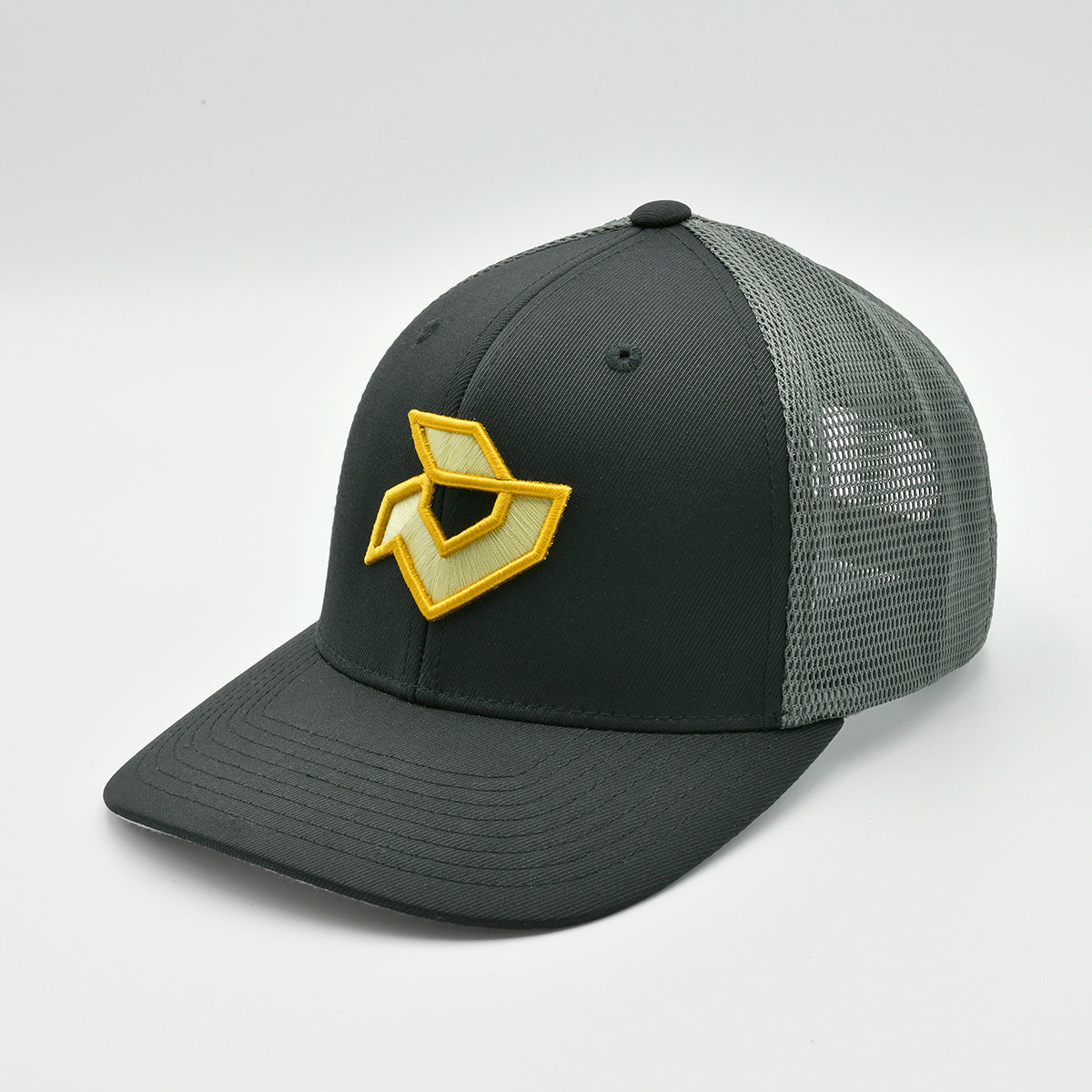 DeMarini Black/Graphite Snapback Trucker Cap - Gold Logo