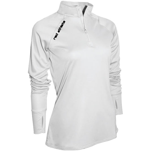 Red Athlete Womens Quarter Zip - Silver