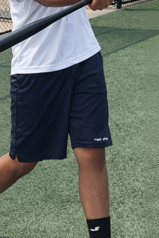 Red Athlete Mens Shorts - Navy