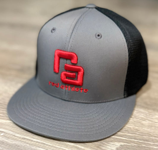 Red Athlete Charcoal/Black Flexfit Trucker