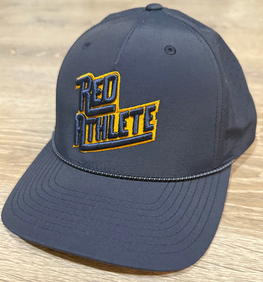 Red Athlete Perforated Snapback Rope Hat - Navy