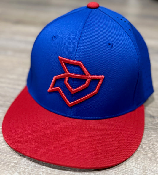 DeMarini Royal/Red Performance Flexfit - Outline Logo