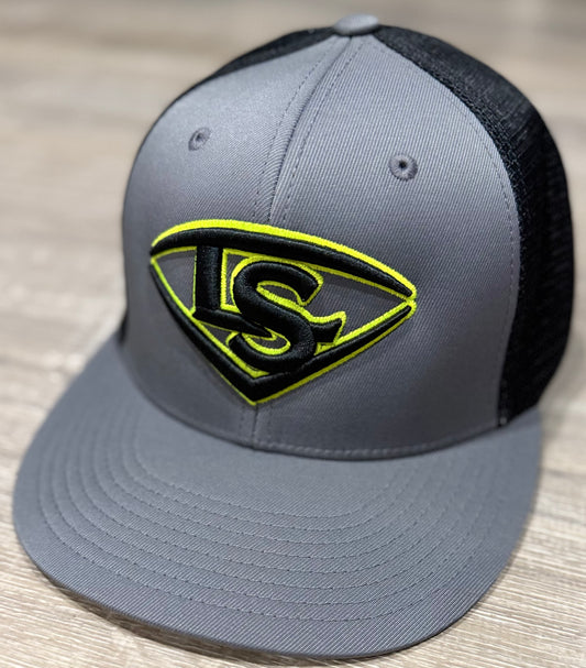 Louisville Slugger Graphite/Black Performance Flexfit Trucker - Black/Neon Yellow