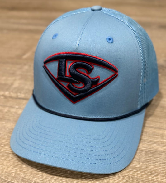 Louisville Slugger Rope Hat - Snapback Trucker - Columbia Blue