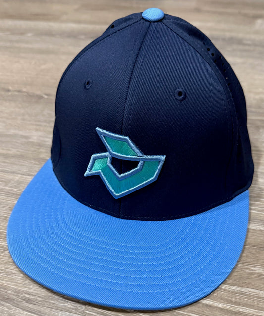 DeMarini Navy/Columbia Performance Flexfit-Mint/Columbia Blue Logo
