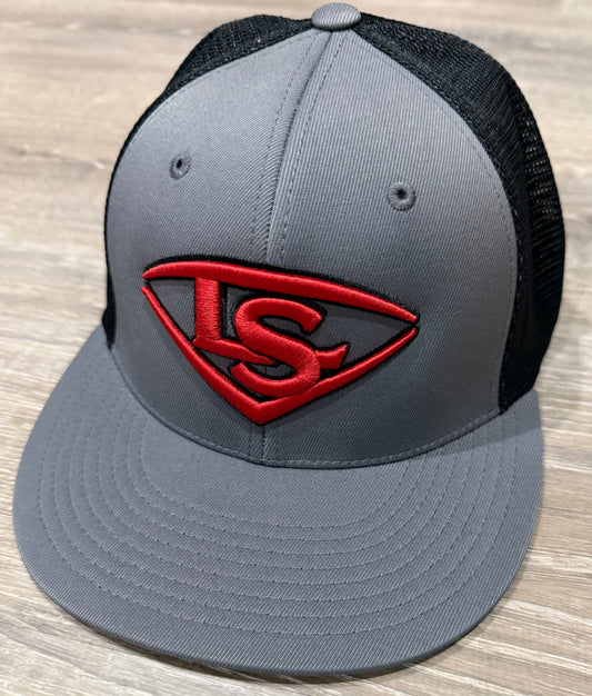 Louisville Slugger Graphite/Black Performance Flexfit Trucker-Red/Black Logo