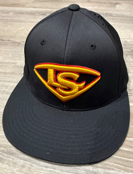 Louisville Slugger Black Performance Flexfit -Athletic Gold/Red Torch Logo