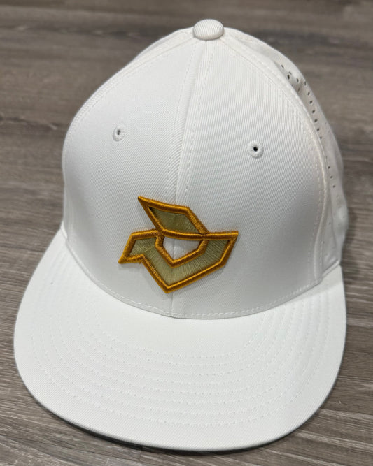 Demarini White Performance Flexfit - Vegas Gold/Old Gold Logo