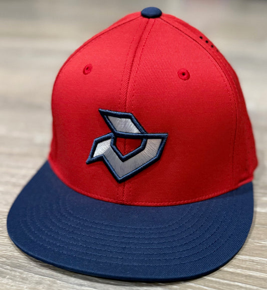 DeMarini Red/Navy Performance Flexfit-White/Navy Logo