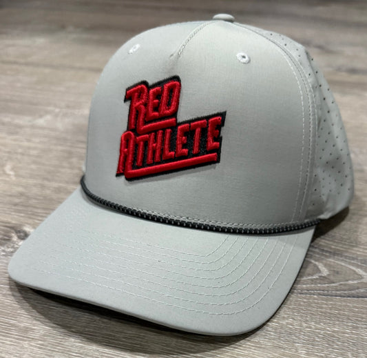 Red Athlete Perforated Snapback Rope Hat - Silver