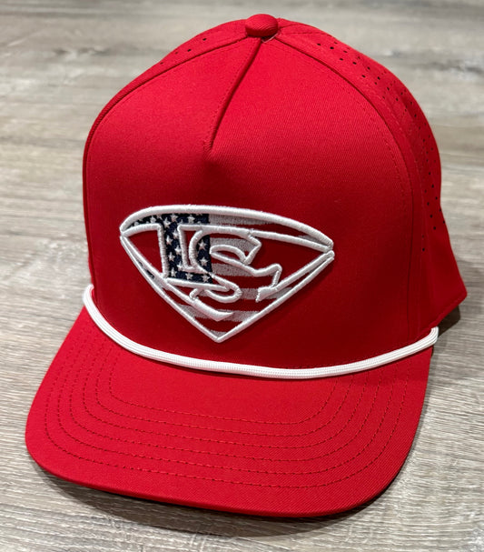 Louisville Slugger Red Snapback Rope Hat - USA Logo
