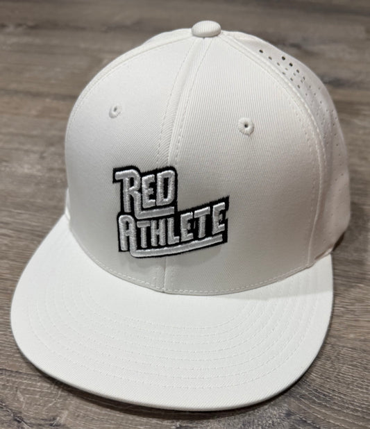 Red Athlete FlexFit Hat - White