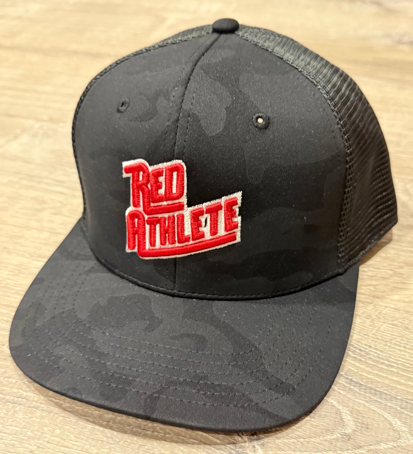 Red Athlete Black Camo Snapback-Red Logo