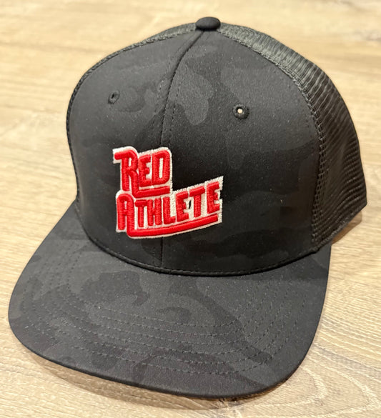Red Athlete Black Camo Snapback-Red Logo