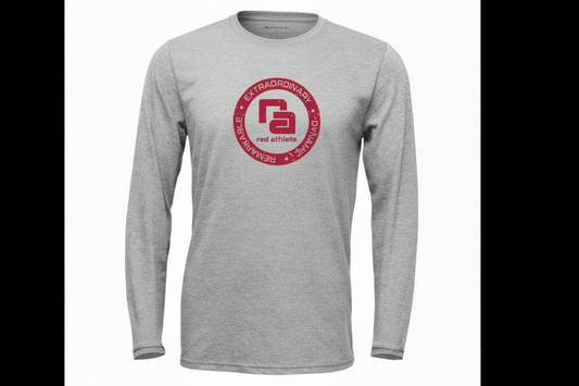 Red Athlete Silver Long Sleeve Soft Flex T-Shirt