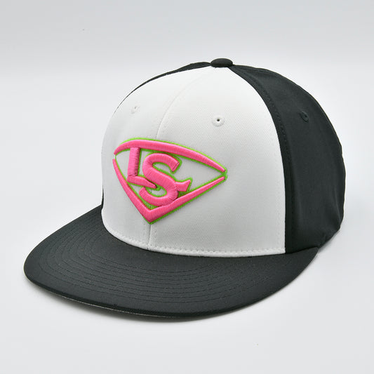 Louisville Slugger Performance Flexfit - White/Black - Hot Pink / Lime Green Logo