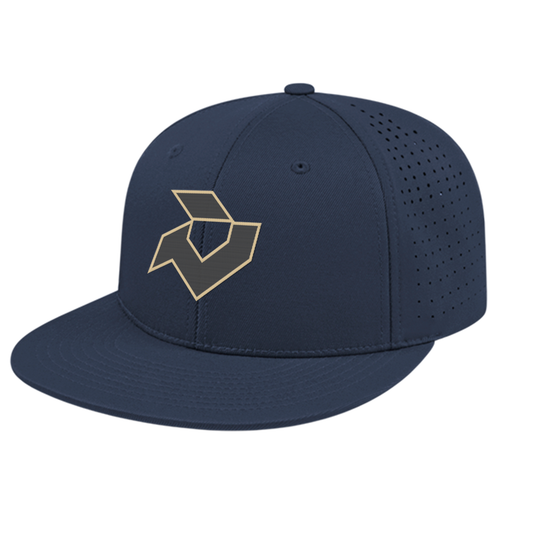 Demarini Navy Blue Performance Flexfit - Charcoal / Vegas Gold Logo