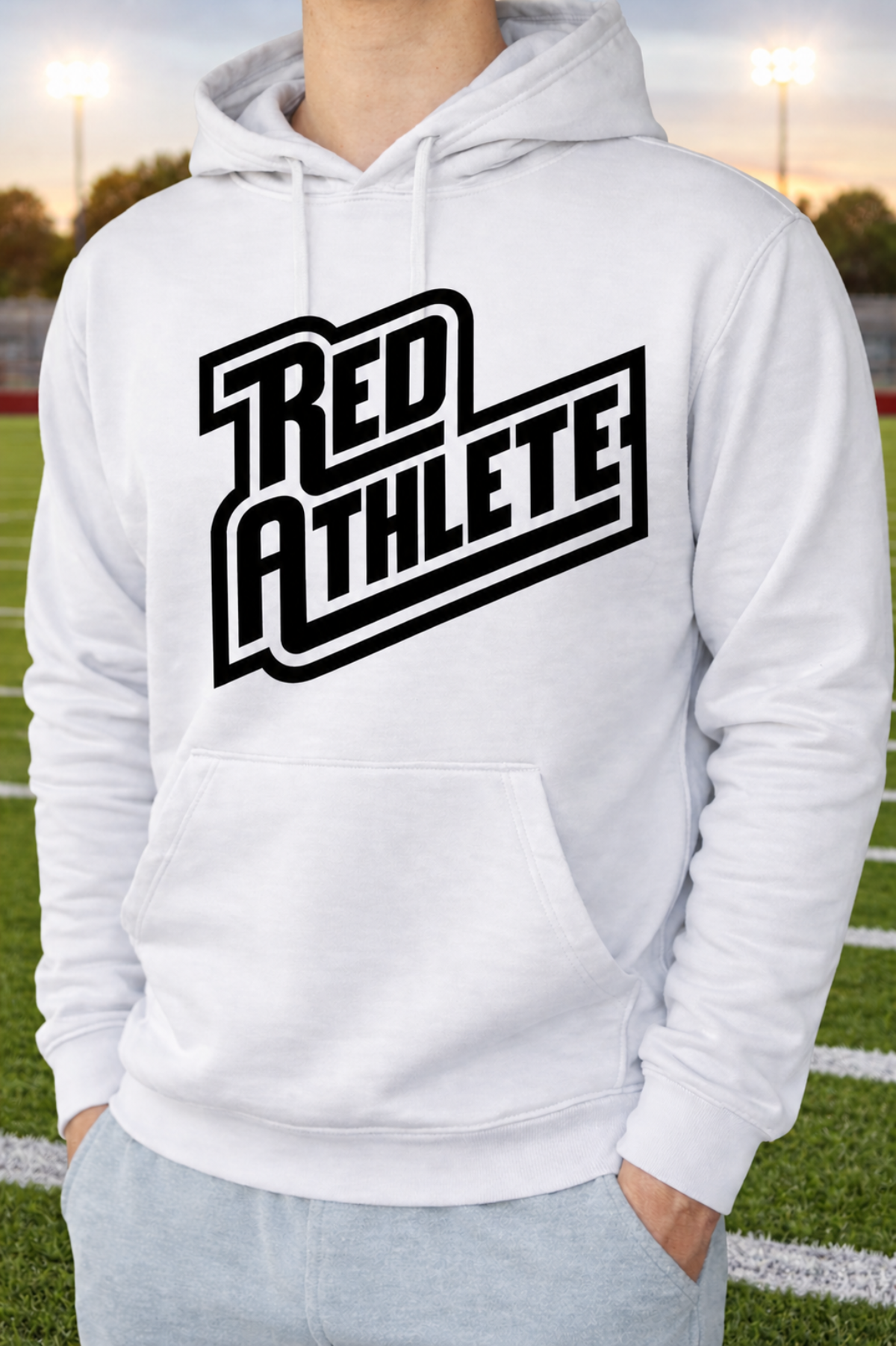 Red Athlete Fleece Hoodie - Platinum