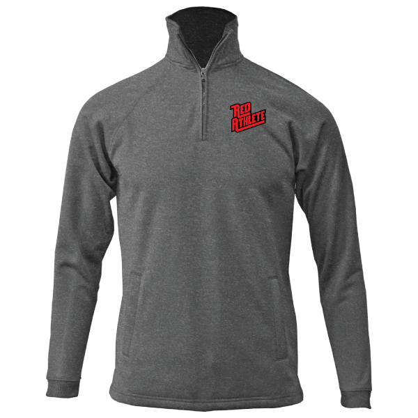 Red Athlete 1/4 Zip Sweatshirt - Heather Grey